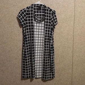 Black and white squared pattern dress